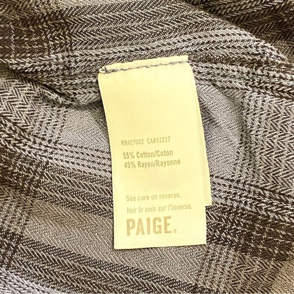 PAIGE Everett Flannel Shirt Men’s Size Med Windmill Blue Plaid Button Front - Picture 8 of 11